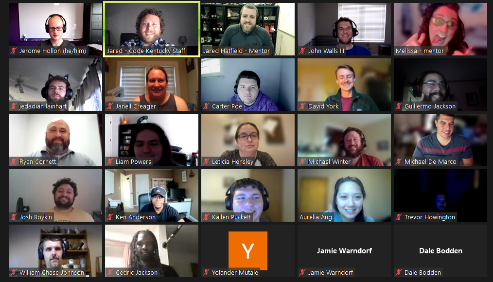 group of people in a virtual classroom using Google Meet